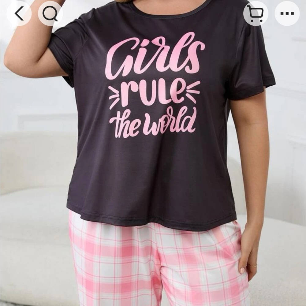 NWT pajama lounge set size 3xl girls run the world 🌍 graphic on top